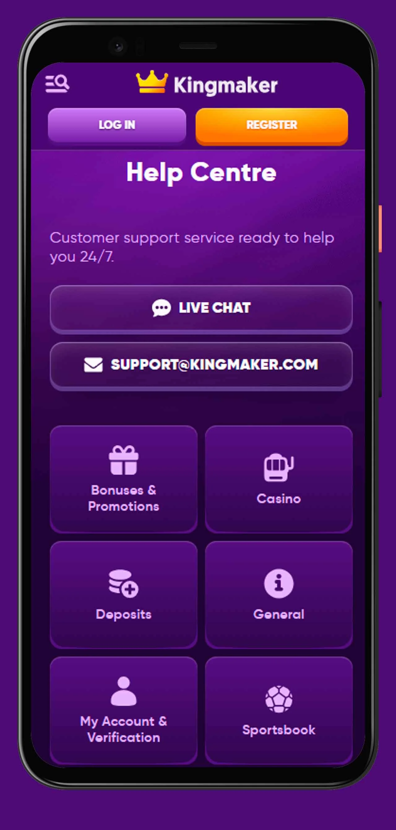 soporte al cliente móvil kingmaker casino